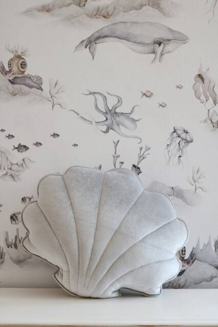 "Velvet Shell Pillow ""Silver Pearl" - image 1
