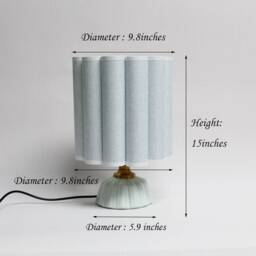 Handmade Aliceblue Fabric Table Lamp Ceramic Base Home Decor - thumbnail 2