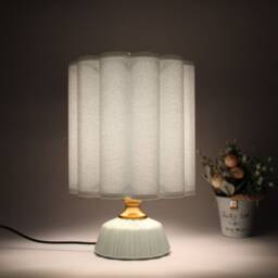 Handmade Aliceblue Fabric Table Lamp Ceramic Base Home Decor - thumbnail 4