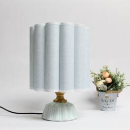 Handmade Aliceblue Fabric Table Lamp Ceramic Base Home Decor - thumbnail 1