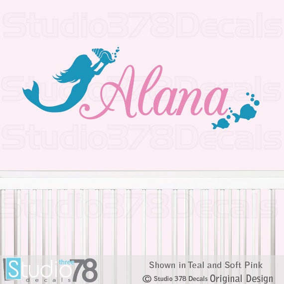 Personalized Mermaid Name Wall Decal - Girls Room Decor - image 1