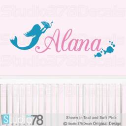 Personalized Mermaid Name Wall Decal - Girls Room Decor - thumbnail 1