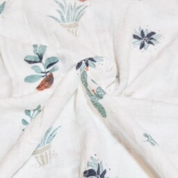 Organic Bamboo Cactus & Succulent Muslin Baby Swaddle Blanket - thumbnail 2