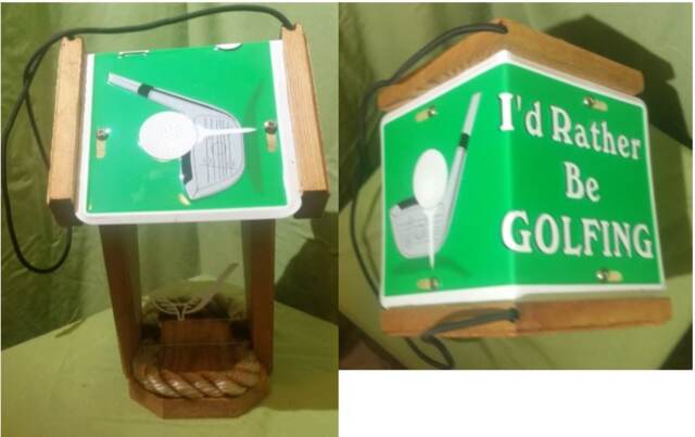 Golf Two Sided Cedar Bird Feeder - I Rather Be Golfing - image 1