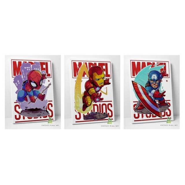 Superhero Chibi Canvas Art Children Kids Nursery Wall Print Picture Home Decor - image 1