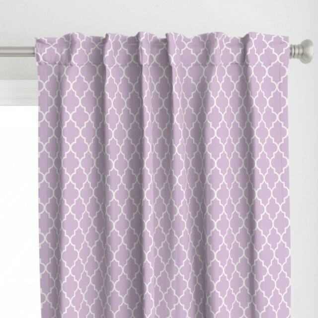 Ogee Curtain Panel - Purple Lavender Lattice Quatrefoil Custom By Willowlanetextiles - image 1