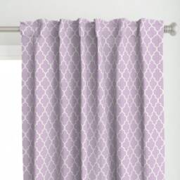 Ogee Curtain Panel - Purple Lavender Lattice Quatrefoil Custom By Willowlanetextiles