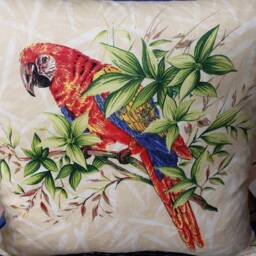 Parrot Macaw Bird Pillow Cover Decorative Accent Cushion, Tropical Bamboo Print - thumbnail 4