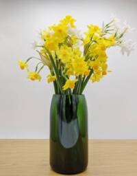 Repurposed Bottles Green Glass Vase For Flowers, 3rd Anniversary Gift Her, Mum Gift, Sustainable Gifts Women, Unique Vases For - thumbnail 1