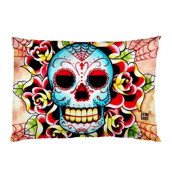 Sugar Skull Tattoo Flash - Pillow Case