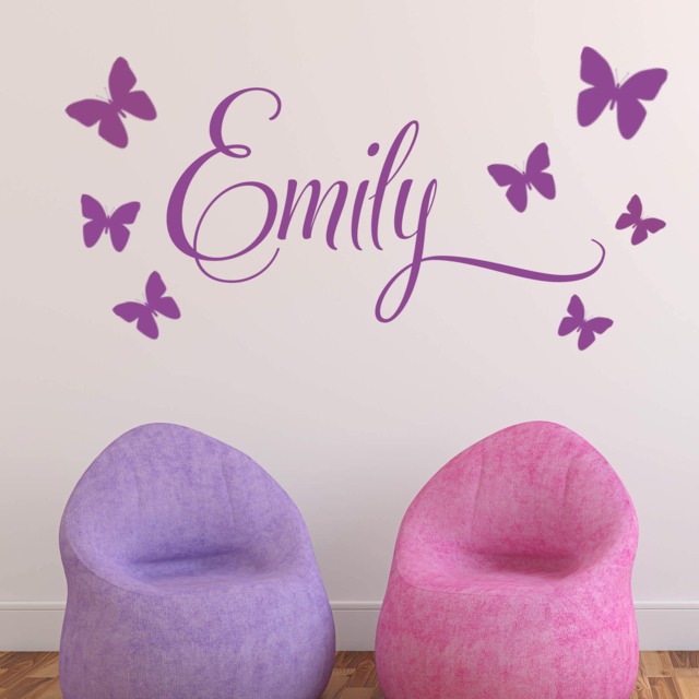 Personalised Wall Sticker 7 Butterfly Vinyl Decal Girls Bedroom Transfer Children's Kids Room Names - image 1
