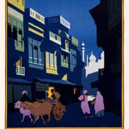 Visit India Print Vintage Street By Moonlight Travel Poster - thumbnail 2