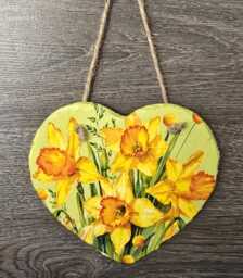 Daffodil Slate Plaque Wall Hanging, Spring Decoration, 15cm Option Of Gift Box, Gifts