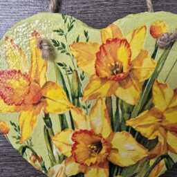 Daffodil Slate Plaque Wall Hanging, Spring Decoration, 15cm Option Of Gift Box, Gifts - thumbnail 2