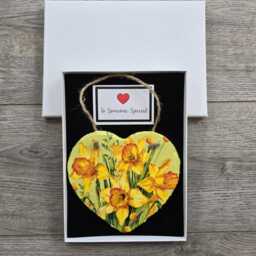 Daffodil Slate Plaque Wall Hanging, Spring Decoration, 15cm Option Of Gift Box, Gifts - thumbnail 3