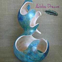 Hand Carved Gourd. Gourd Sculpture. Painted Art. Jewelry Caddy. Unique Unusual Gift. Beach Decor. Seaside Housewarming Gift - thumbnail 2