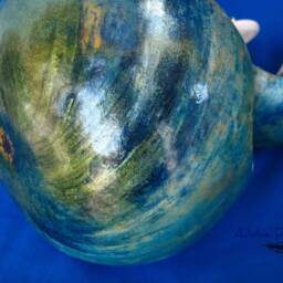 Hand Carved Gourd. Gourd Sculpture. Painted Art. Jewelry Caddy. Unique Unusual Gift. Beach Decor. Seaside Housewarming Gift - thumbnail 4
