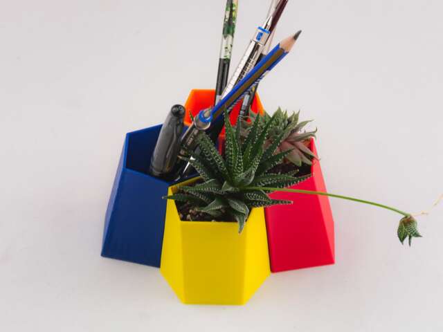 Scutoid Succulent Planter & Pen Holder, 3D Printed Desk Organizer - image 1