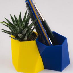 Scutoid Succulent Planter & Pen Holder, 3D Printed Desk Organizer - thumbnail 2