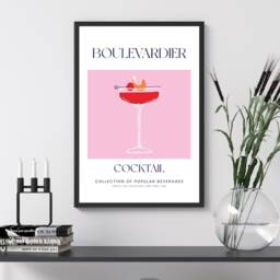 Boulevardier Cocktail Art Print Poster - Party Signature Drink Sign Trendy Wall Decor Minimalist Elegant Retro Gift A5 A4 A3 - thumbnail 2