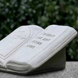 Concrete Memorial Book Statue Graveyard Sculpture Cemetery Headstone Decor Outdoor Remembrance Ornament Cement Garden - thumbnail 2