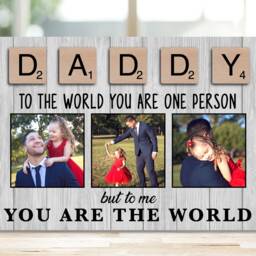 Dad Gift From Kids, For Birthday Or Father's Day, Custom Daddy, Bespoke Photo Frame Woodblock, Scrabble Tile Design - thumbnail 3