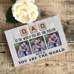 Dad Gift From Kids, For Birthday Or Father's Day, Custom Daddy, Bespoke Photo Frame Woodblock, Scrabble Tile Design - thumbnail 2