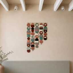 Large Asymmetrical Wall Art - Copper Geometric Hanging Mcm Decor - thumbnail 4