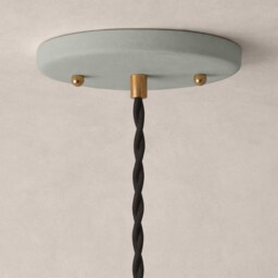Large Pompeii - Ceramic Pendant Ceiling Light Handmade Minimalist Dome Hanging Fixture in Fog Gray - thumbnail 3
