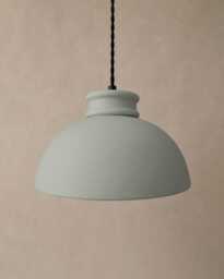 Large Pompeii - Ceramic Pendant Ceiling Light Handmade Minimalist Dome Hanging Fixture in Fog Gray