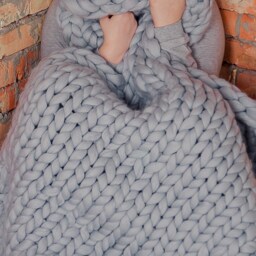 Hand Knitted Merino Wool Chunky Blanket, Oversized Knit Throw - thumbnail 4
