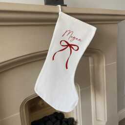 Personalised Bow Christmas Stocking - Name Family Stockings Decorations Bows - thumbnail 3