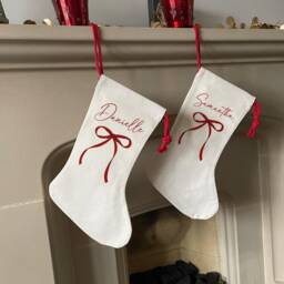 Personalised Bow Christmas Stocking - Name Family Stockings Decorations Bows - thumbnail 2