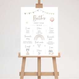 Personalised First Birthday Milestone Poster - Sign About Me Board Digital Download 1st Party - thumbnail 3