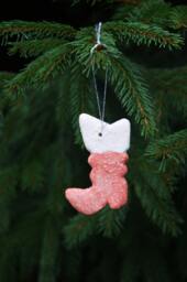 White & Red Elegant Ceramic Santa's Boots, Christmas Tree Decorations, Christmas Decor, Winter Decor Decoration, Pendant - thumbnail 1