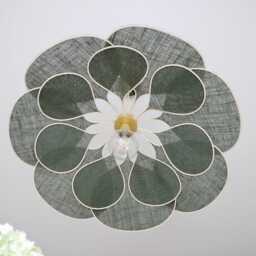 14-Petal Flower Pendant Light in Linen & Rattan - Handcrafted Chandelier Japanese Wabi-Sabi Lighting Natural Decoration - thumbnail 2