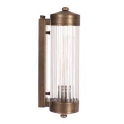 Antiqued Brass Bathroom Wall Light, Fluted Glass Sconce, Ip44 - thumbnail 3