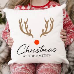 Personalised Christmas Cushion - Custom Cushion, Family Cover Gift - Reindeer - thumbnail 2