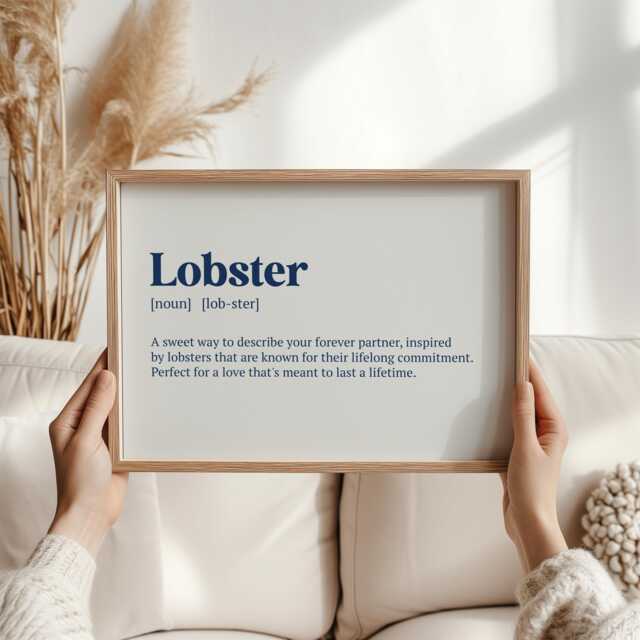 Lobster Definition Print - Romantic Wall Art Soulmate Gift Anniversary Minimal Typography Love Decor - image 1