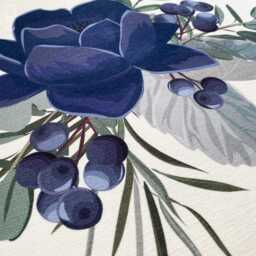 Blue Lotus Chenille Cushion Cover - Double Sided Floral Pillow - thumbnail 2