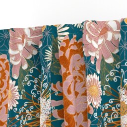Autumn Flowers Curtain Panel - Japanese Inspired Large Scale Floral Custom Chrysanthemum By Helenpdesigns - thumbnail 3