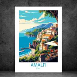 Amalfi - Abstract Art Coast Sea Summer Wall Print Gift Idea Bespoke Poster A5 A4 A3 Framed Or Unframed - thumbnail 3