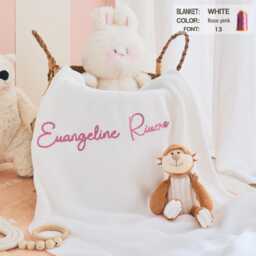 Personalized Cotton Knit Baby Blanket Embroidered Name, Nursery Decor