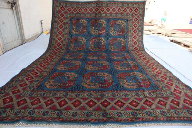 7x10 Ft Large Navy Blue Akhcha Handmade Rug, Afghan High Pile Rug Turkmen Bokhara Area Rug Living Room Rug, Tribal Bedroom Office - image 1