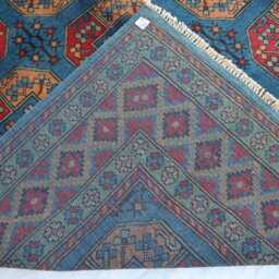 7x10 Ft Large Navy Blue Akhcha Handmade Rug, Afghan High Pile Rug Turkmen Bokhara Area Rug Living Room Rug, Tribal Bedroom Office - thumbnail 4