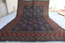 7x10 Ft Large Navy Blue Akhcha Handmade Rug, Afghan High Pile Rug Turkmen Bokhara Area Rug Living Room Rug, Tribal Bedroom Office - thumbnail 1