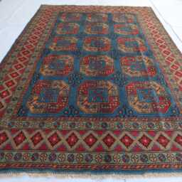 7x10 Ft Large Navy Blue Akhcha Handmade Rug, Afghan High Pile Rug Turkmen Bokhara Area Rug Living Room Rug, Tribal Bedroom Office - thumbnail 2