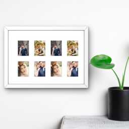 Instax Mini Photo Frame - 8 Aperture A4 Wood Collage in Black White Or Oak Ready To Hang - thumbnail 4
