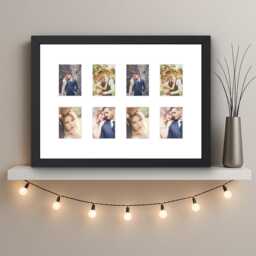 Instax Mini Photo Frame - 8 Aperture A4 Wood Collage in Black White Or Oak Ready To Hang