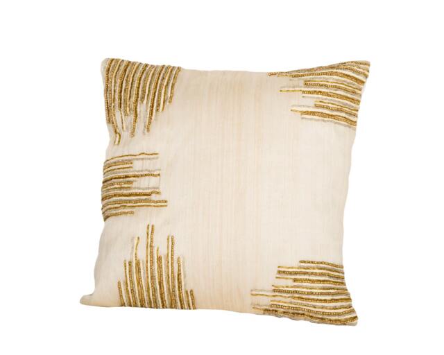 Abaca Throw Pillow Handmade Natural Fiber Cushion With Beads